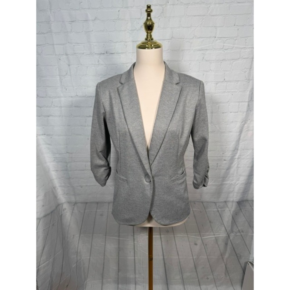 Style & Co Shimmer Metallic Blazer Jacket PM Shoulder Pads Button-Front